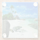 熱帯ビーチ |ラディグ島 ガラスコースター (裏面)