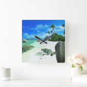 熱帯ビーチ |ラディグ島 スクエア壁時計 (ホーム)