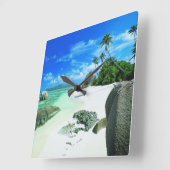 熱帯ビーチ |ラディグ島 スクエア壁時計 (傾斜)