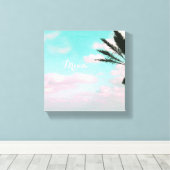 熱帯ビーチ、夢、海ビュー、ヤシ、美しい キャンバスプリント (インサイチュ (ウッドフロア))