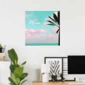 熱帯ビーチ、夢、海ビュー、雲、ヤシ ポスター (ホームオフィス)