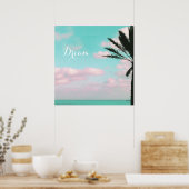 熱帯ビーチ、夢、海ビュー、雲、ヤシ ポスター (キッチン)