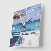 熱帯ビーチ,椅子,Ahhリタイアメント スクエア壁時計 (傾斜)