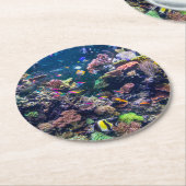 熱帯ビーチ |水中サンゴ礁 ラウンドペーパーコースター (アングル)