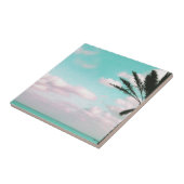 熱帯ビーチ、海ビュー、ピンクの雲、ヤシ タイル (側面)