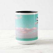 熱帯ビーチ、海ビュー、ピンクの雲、ヤシ マグカップ (中央)