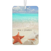 熱帯ビーチ、海、シースター、シーシェル カーエアーフレッシュナー (裏面)
