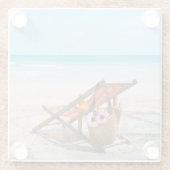 熱帯ビーチ |砂のビーチ椅子 ガラスコースター (裏面)