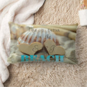 熱帯ビーチ，砂，シーシェル，ハート ランバークッション (ブランケット)