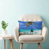 熱帯ビーチ，砂，ヤシ ランバークッション (椅子)