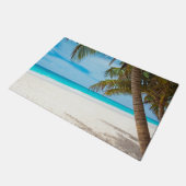 熱帯ビーチ,砂,海,ヤシの木のおもしろいサマリ ドアマット (アングル)