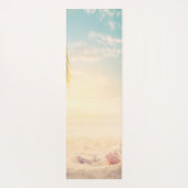 熱帯ビーチ、砂、貝殻、ヤシ ヨガマット (裏面)