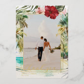 熱帯ビーチ |結婚さんの写真 箔招待状 (正面)