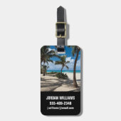 熱帯ビーチ | Anguillaビーチ、パームツリー ラゲッジタグ (正面縦)