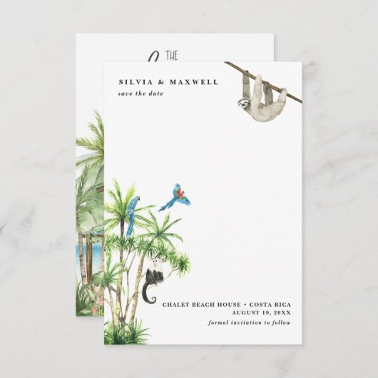 熱帯ビーチ | Costa Rica日付を保存 (正面/裏面)