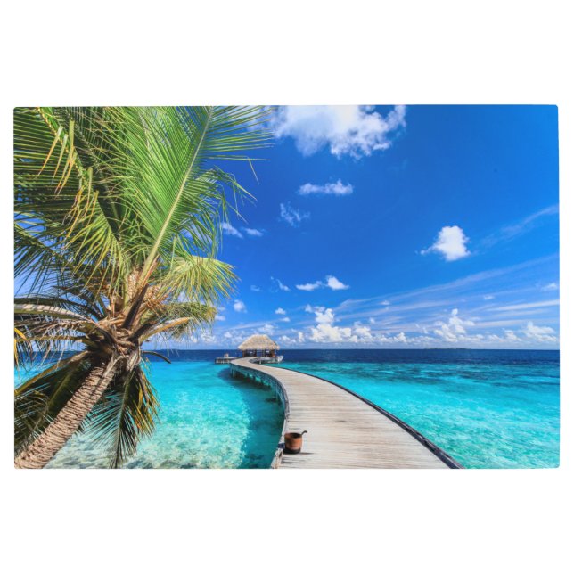 熱帯ビーチ | Dusit Thani Maldives メタルプリント (正面)
