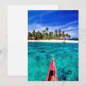 熱帯ビーチ El Nido，フィリピン，パラワン サンキューカード (正面/裏面)