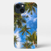 熱帯ビーチ | Palm Trees on Blue Sky iPhoneケース (裏面)