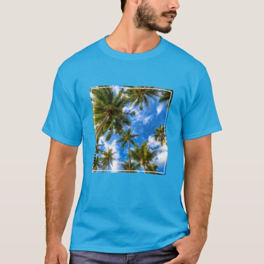 熱帯ビーチ | Palm Trees on Blue Sky Tシャツ (正面)