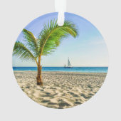 熱帯ビーチ | Sailboat, Palm Tree, Aruba オーナメント (裏面)