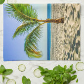 熱帯ビーチ | Sailboat, Palm Tree, Aruba キッチンタオル (折り畳み)