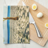 熱帯ビーチ | Sailboat, Palm Tree, Aruba キッチンタオル (四つ折り)