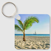 熱帯ビーチ | Sailboat, Palm Tree, Aruba キーホルダー (正面)