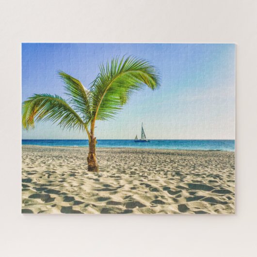 熱帯ビーチ | Sailboat, Palm Tree, Aruba ジグソーパズル (横)
