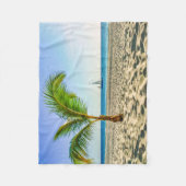 熱帯ビーチ | Sailboat, Palm Tree, Aruba フリースブランケット (正面)
