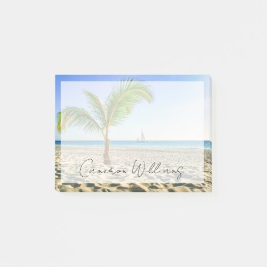 熱帯ビーチ | Sailboat, Palm Tree, Aruba ポストイット (正面)