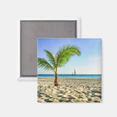 熱帯ビーチ | Sailboat, Palm Tree, Aruba マグネット (正面/裏面)