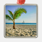 熱帯ビーチ | Sailboat, Palm Tree, Aruba メタルオーナメント (正面)