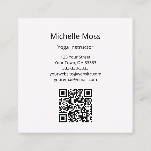 熱帯ビーチQRコードヨガインストラクター スクエア名刺 (裏面)