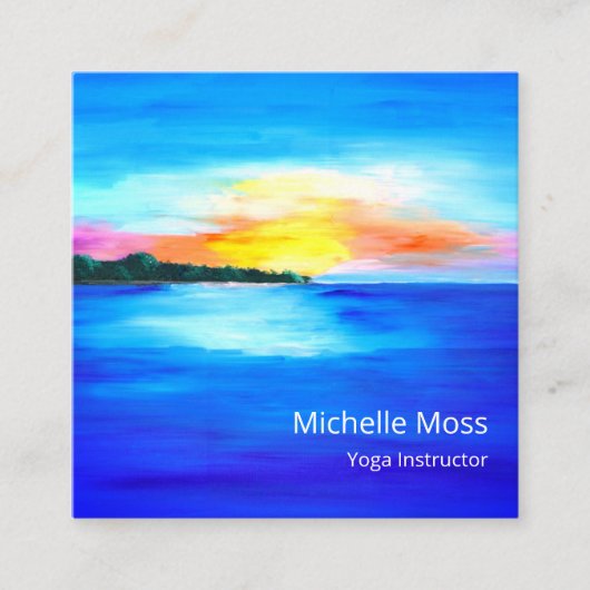 熱帯ビーチQRコードヨガインストラクター スクエア名刺 (正面)