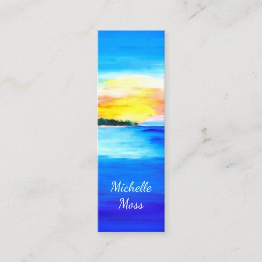 熱帯ビーチQRコード抽象芸術夕日 スキニー名刺 (正面)