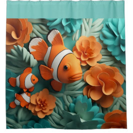 熱帯ピエロ魚海ビーチ シャワーカーテン