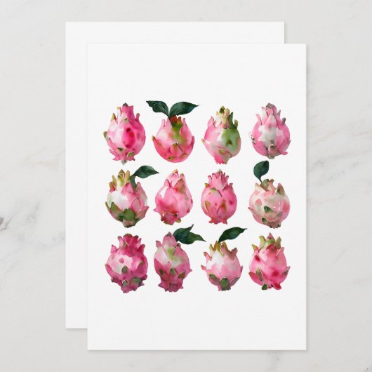 熱帯ピタヤウォーターカラーアート 招待状 (正面/裏面)