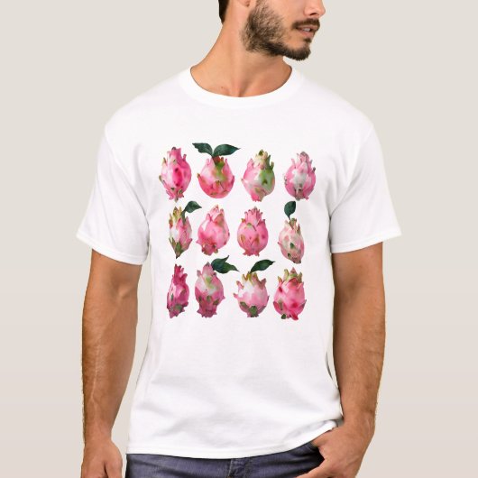 熱帯ピタヤウォーターカラーアート Tシャツ (正面)