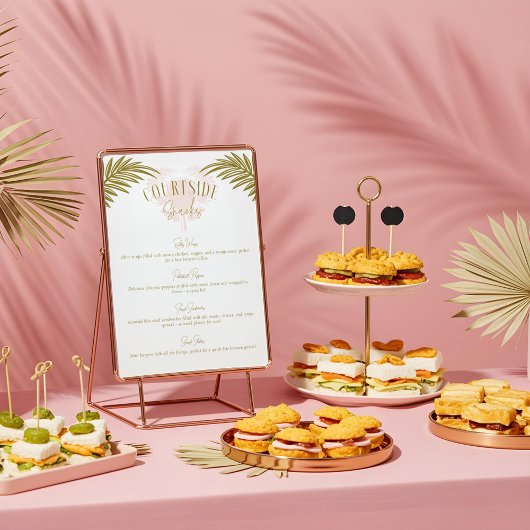 熱帯ピックルボールパーティー食品前菜メニューサイン ポスター