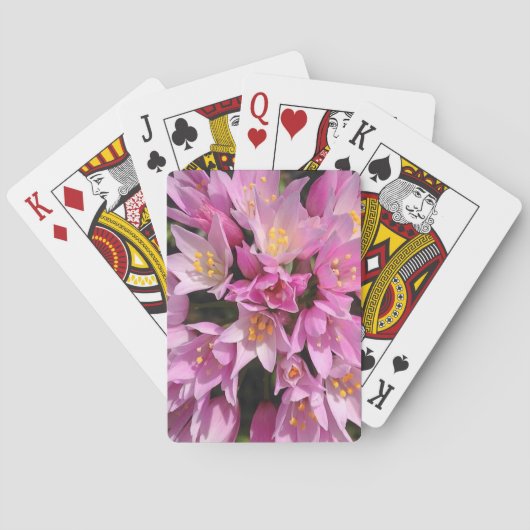 熱帯ピンクおよび黄色い花 トランプ (裏面)