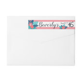 熱帯ピンクとブルーのフローラ甘い16 ラップアラウンドラベル (裏面)