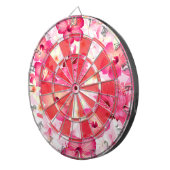 熱帯ピンクと白の花 ダーツボード (正面右)