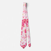 熱帯ピンクと白の花 ネクタイ (正面)
