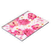 熱帯ピンクと白の花 ノートブック (左側)