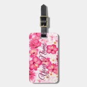 熱帯ピンクと白の花 ラゲッジタグ (正面縦)
