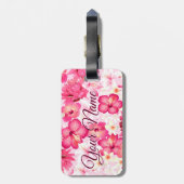 熱帯ピンクと白の花 ラゲッジタグ (裏面縦)