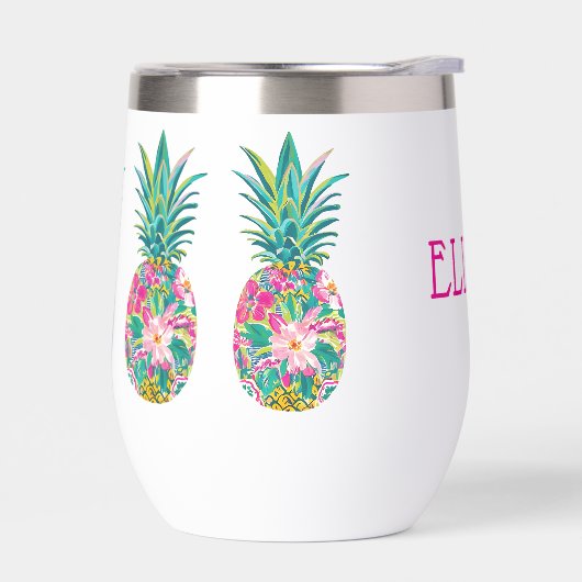 熱帯ピンクと緑のフローラパイナップル (左面)