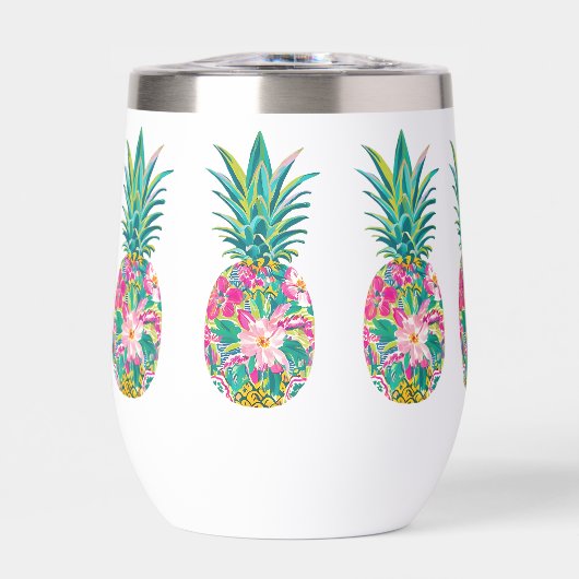 熱帯ピンクと緑のフローラパイナップル (正面)