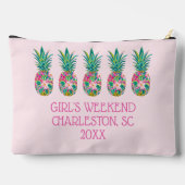 熱帯ピンクと緑のフローラパイナップル アクセサリーポーチ (裏面)