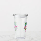 熱帯ピンクと緑のフローラパイナップル アクリルタンブラー (右)